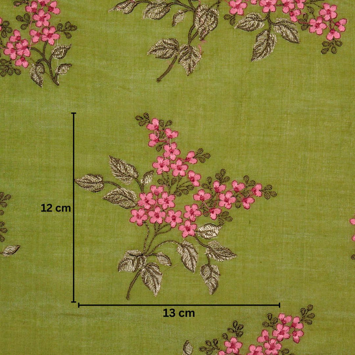 Yuna Floral Buta on Deep Olive Munga Silk