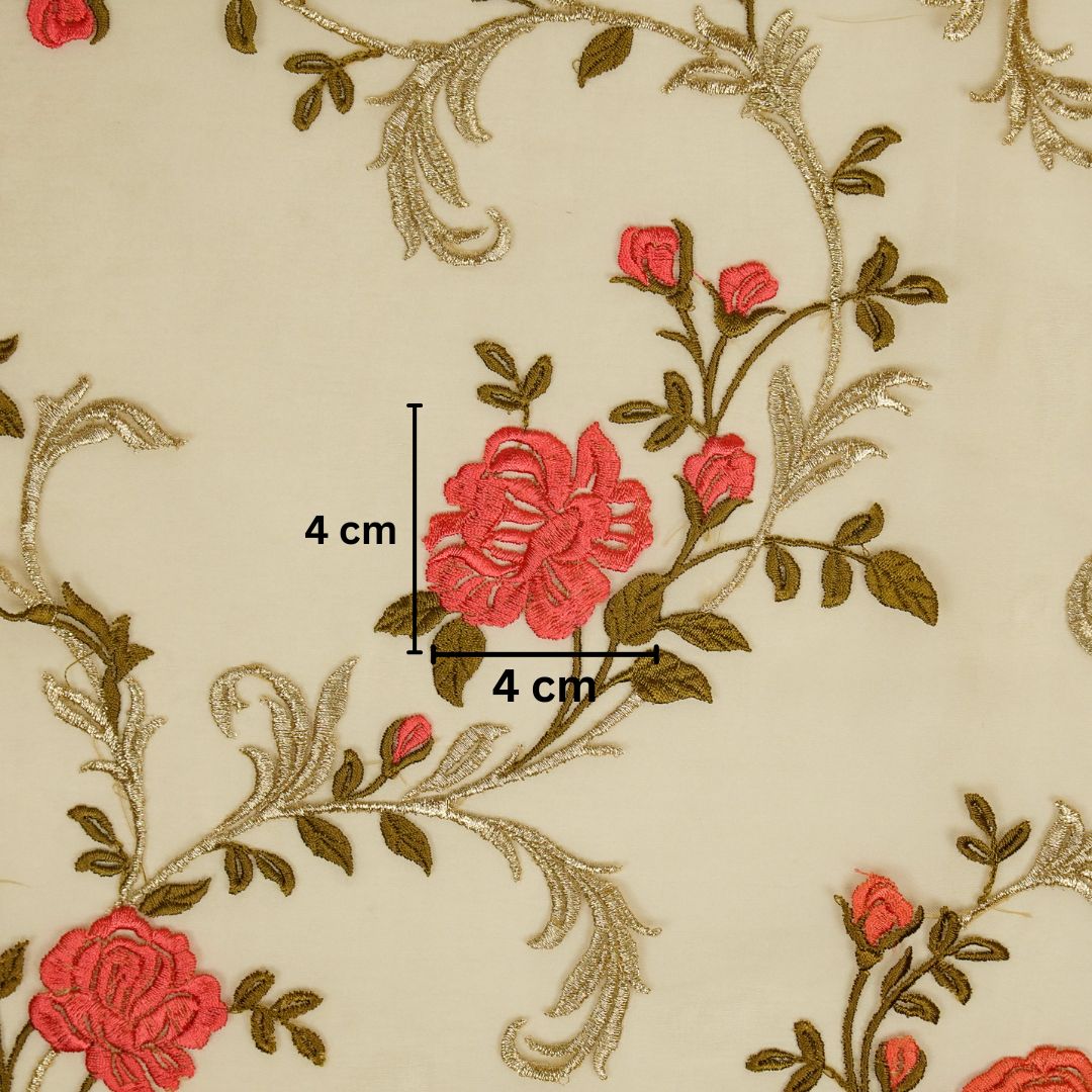 Alisha Jaal on Beige Silk Organza Embroidered Fabric