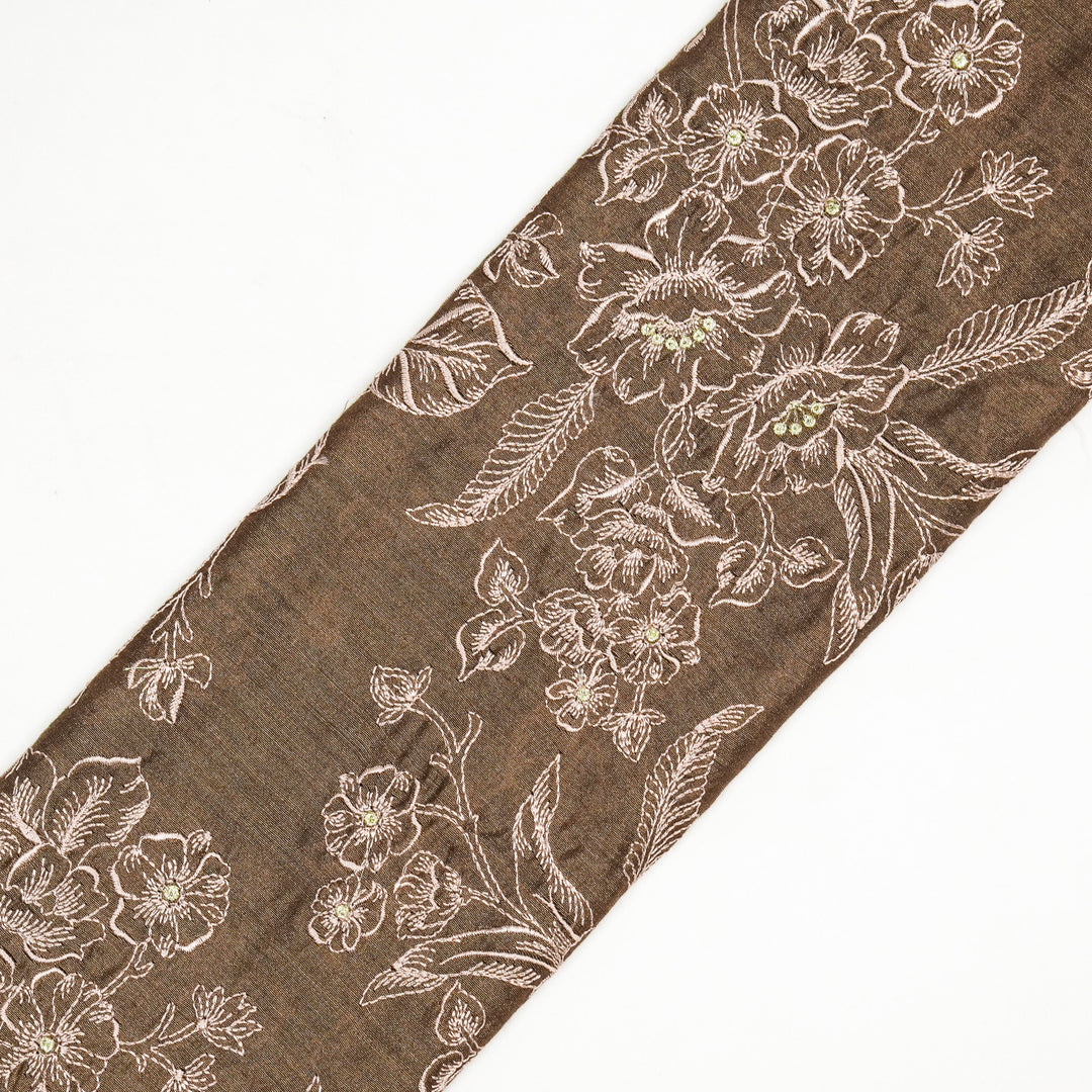 Shadia Jaal on Brown Munga Silk Embroidered Fabric