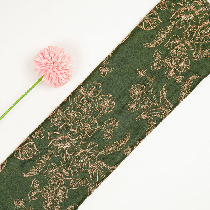 Shadia Jaal on Leaf Green Munga Silk Embroidered Fabric