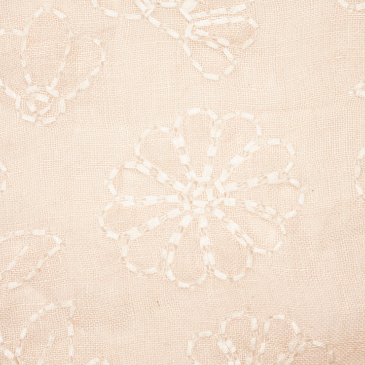 Adrija Floral Jaal on Powder Pink Gauged Linen Embroidered Fabric