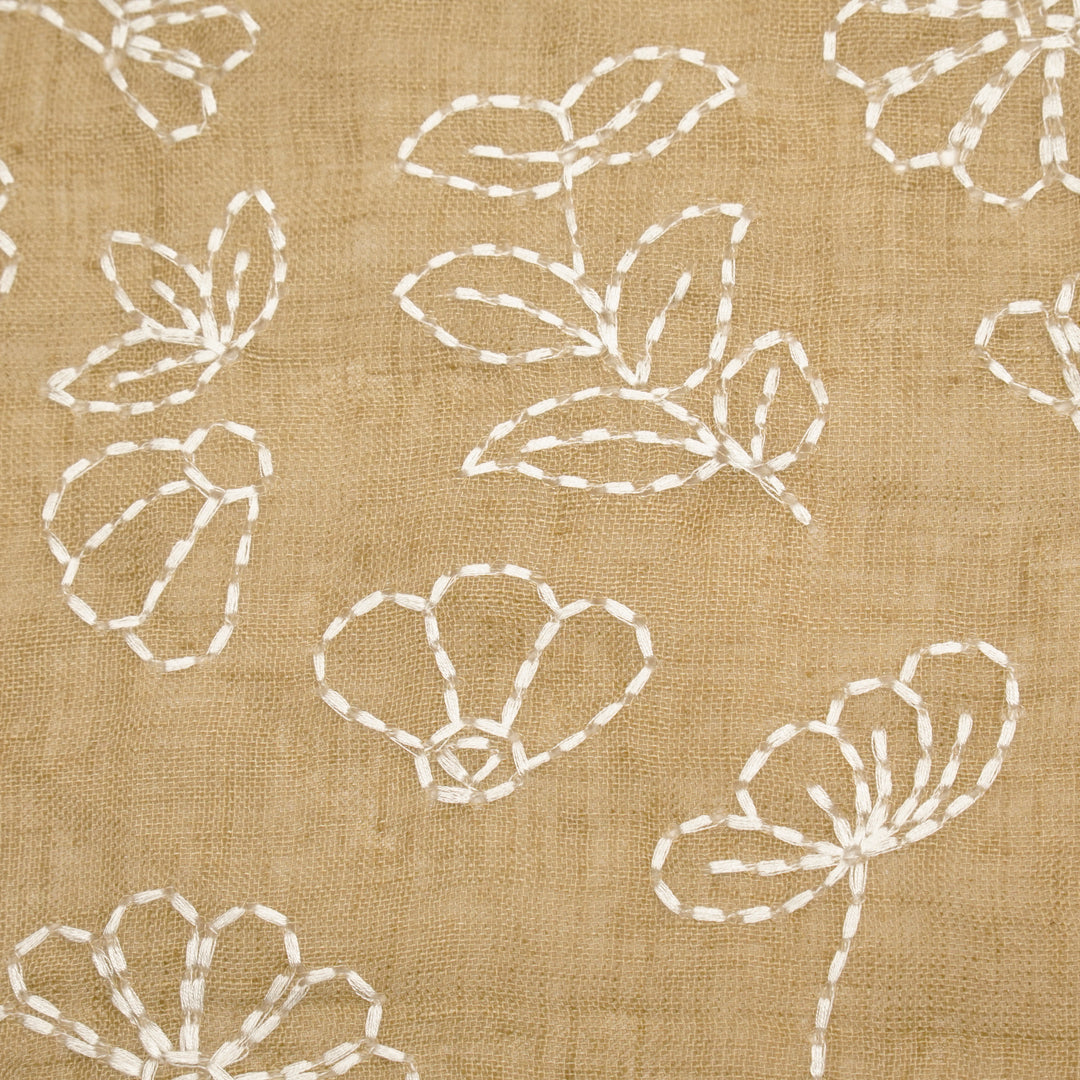 Adrija Floral Jaal on Mouse Gauged Linen Embroidered Fabric