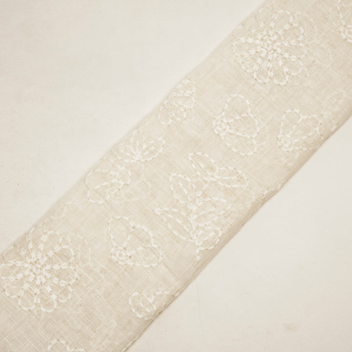 Adrija Floral Jaal on Ivory Gauged Linen Embroidered Fabric