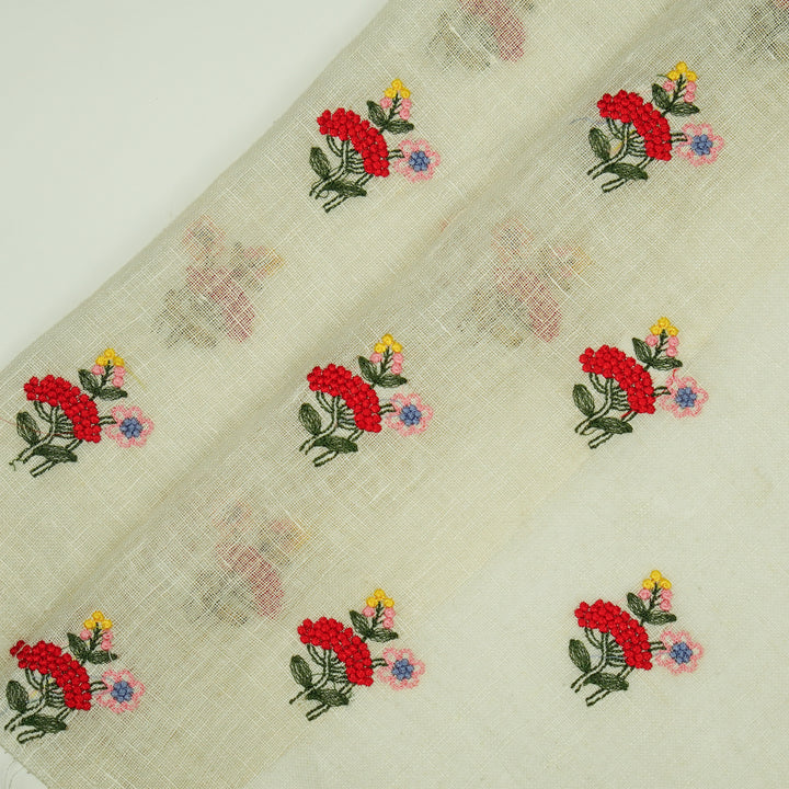 Pearl Buti on Natural/Red Gauged Linen