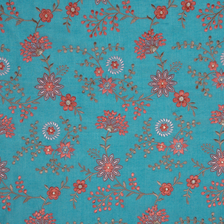 Shameera Jaal on Light Blue Munga Silk Embroidered Fabric