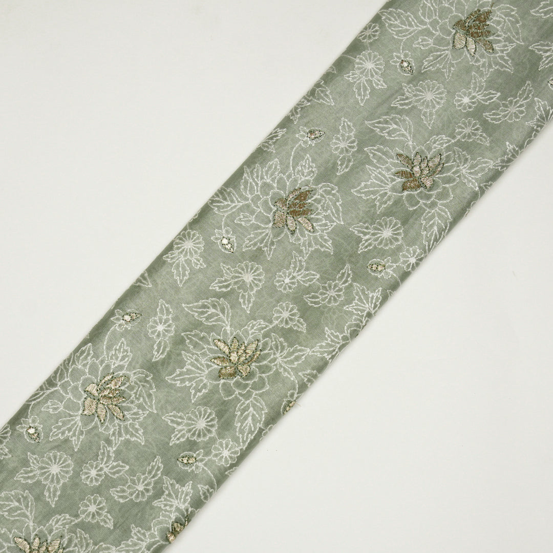 Sreeja Jaal on Moss Green Silk Chanderi Embroidered Fabric