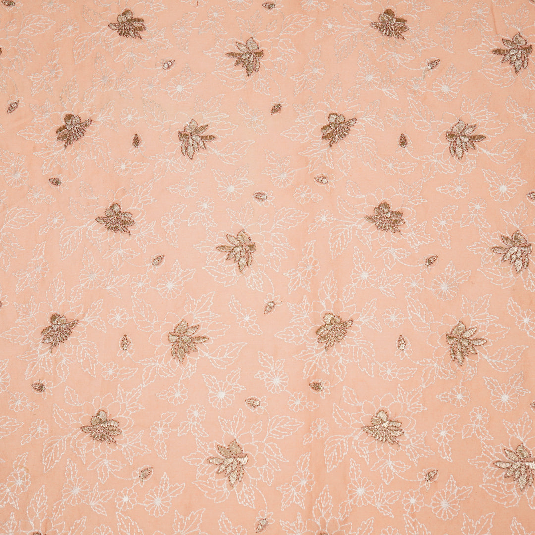 Sreeja Jaal on Light Peach Silk Chanderi Embroidered Fabric