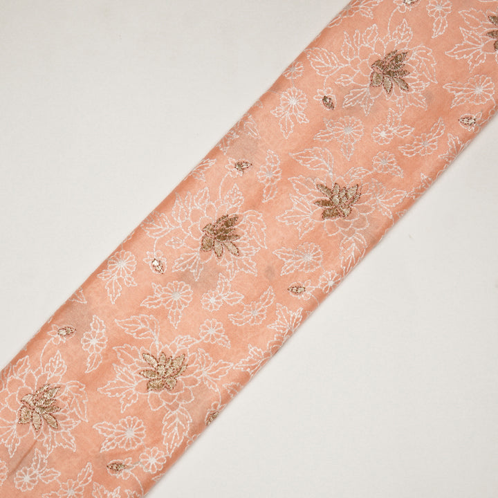 Sreeja Jaal on Light Peach Silk Chanderi Embroidered Fabric