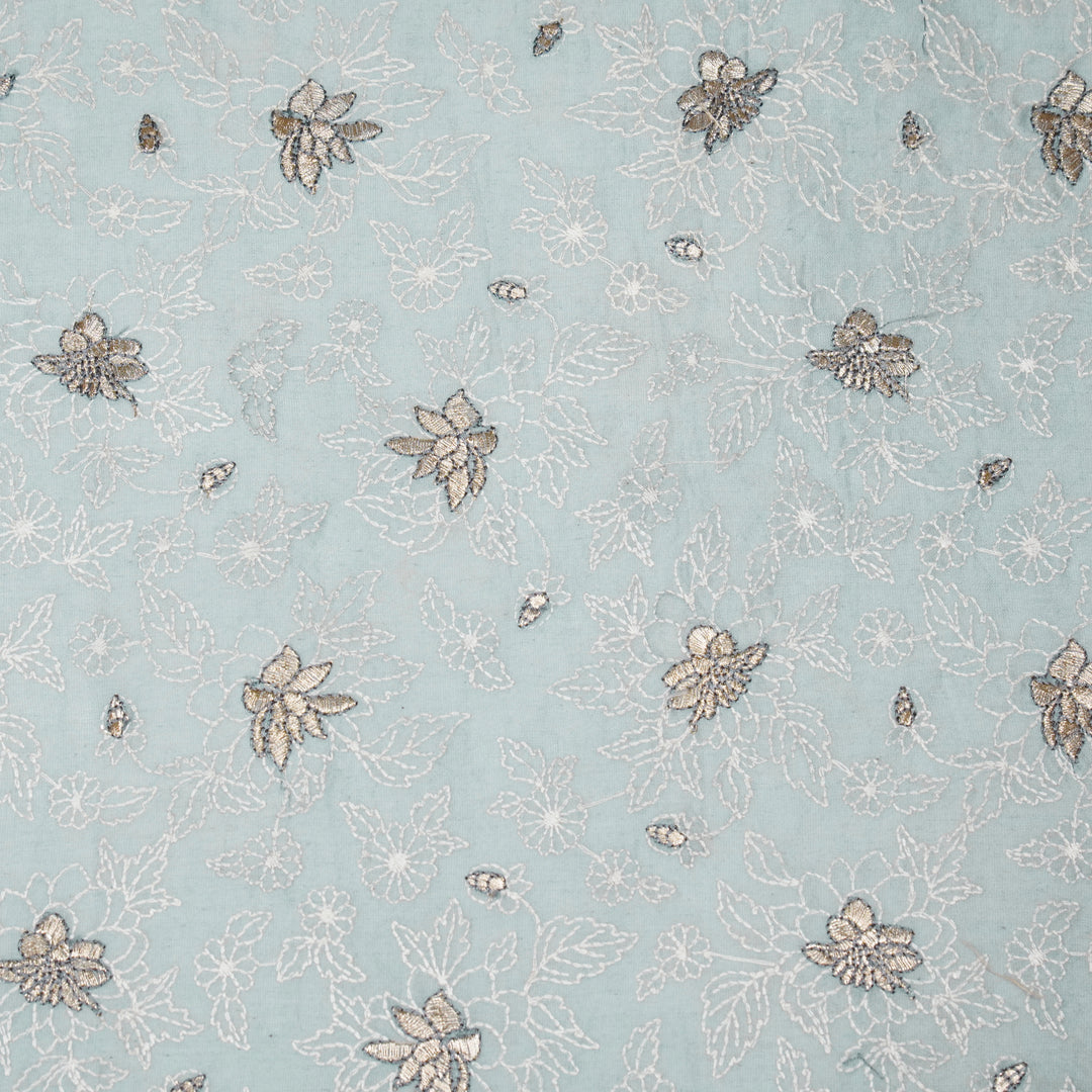 Sreeja Jaal on Sky Blue Silk Chanderi Embroidered Fabric