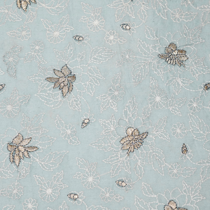 Sreeja Jaal on Sky Blue Silk Chanderi Embroidered Fabric