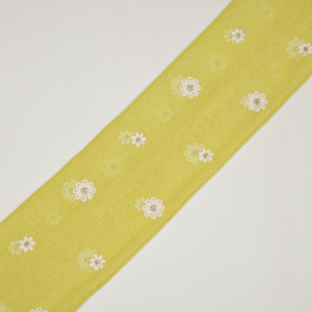 Zoey Buti on Lemon Cotton Silk Embroidered Fabric