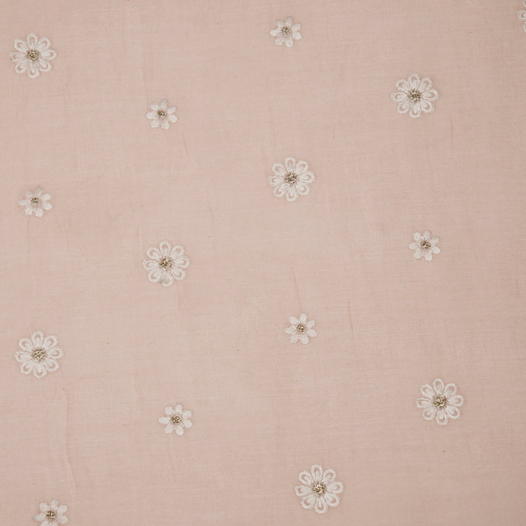 Zoey Buti on Light Peach Cotton Silk Embroidered Fabric