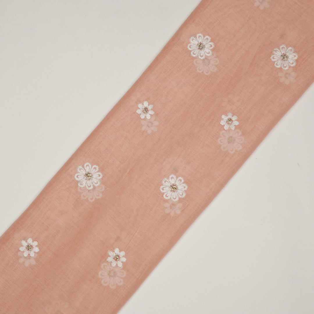 Zoey Buti on Light Peach Cotton Silk Embroidered Fabric