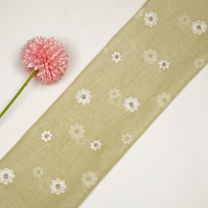 Zoey Buti on Cream Cotton Silk Embroidered Fabric