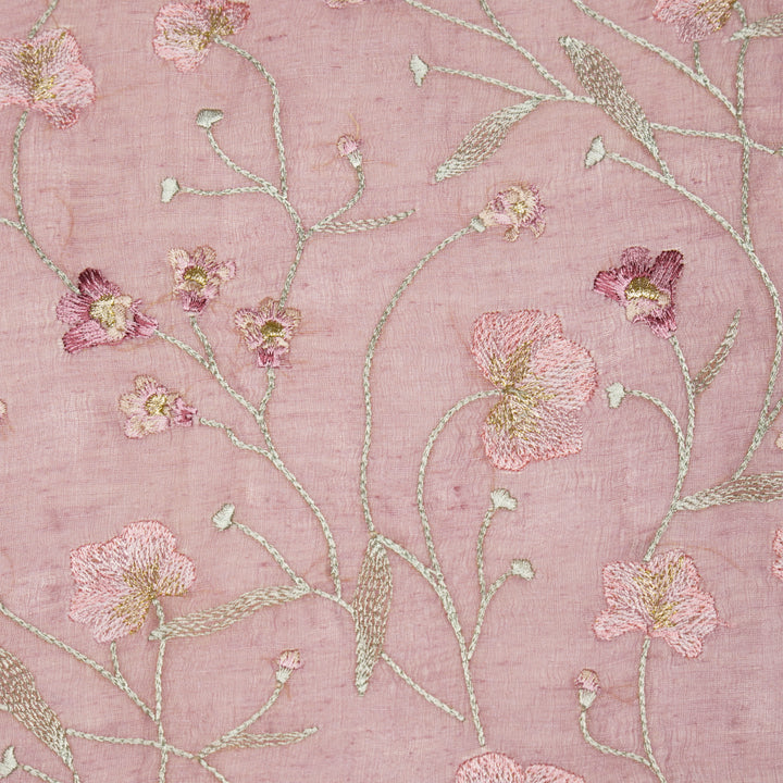 Akshara Jaal on Onion Silk Linen Embroidered Fabric