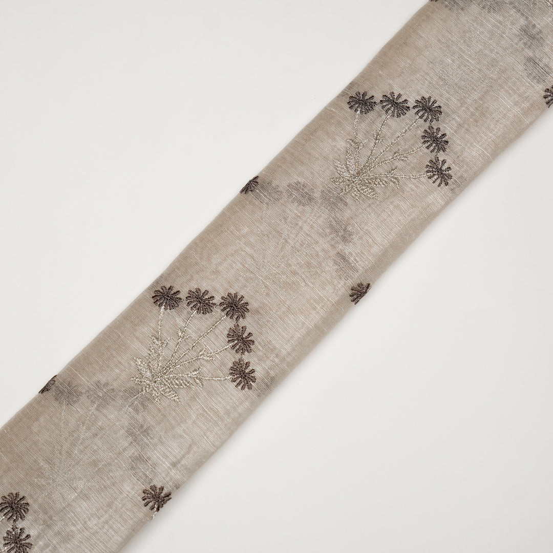 Urmi Buta on Ecru Silk Linen Embroidered Fabric