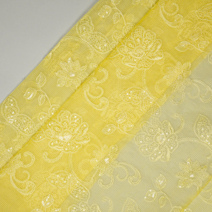 Chaitra Floral Jaal on Pale Yellow Munga Kota