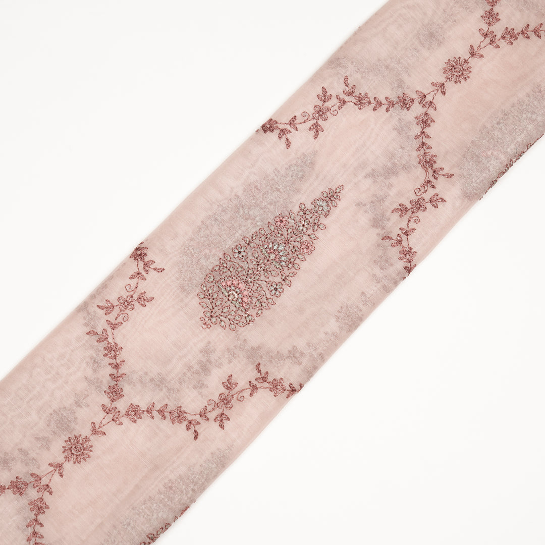 Aaboli Jaal on Light Peach Cotton Silk Embroidered Fabric