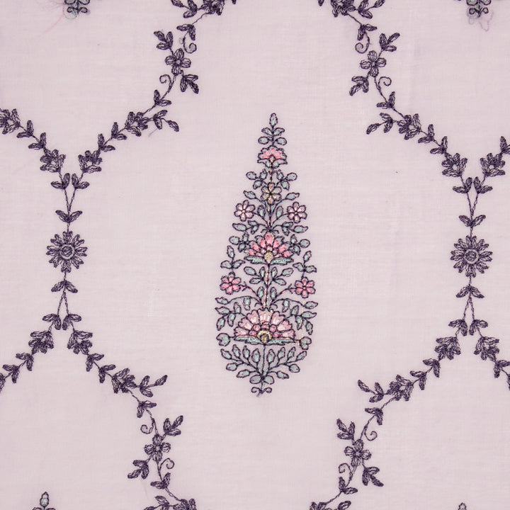 Aaboli Jaal on Mauve Cotton Silk Embroidered Fabric