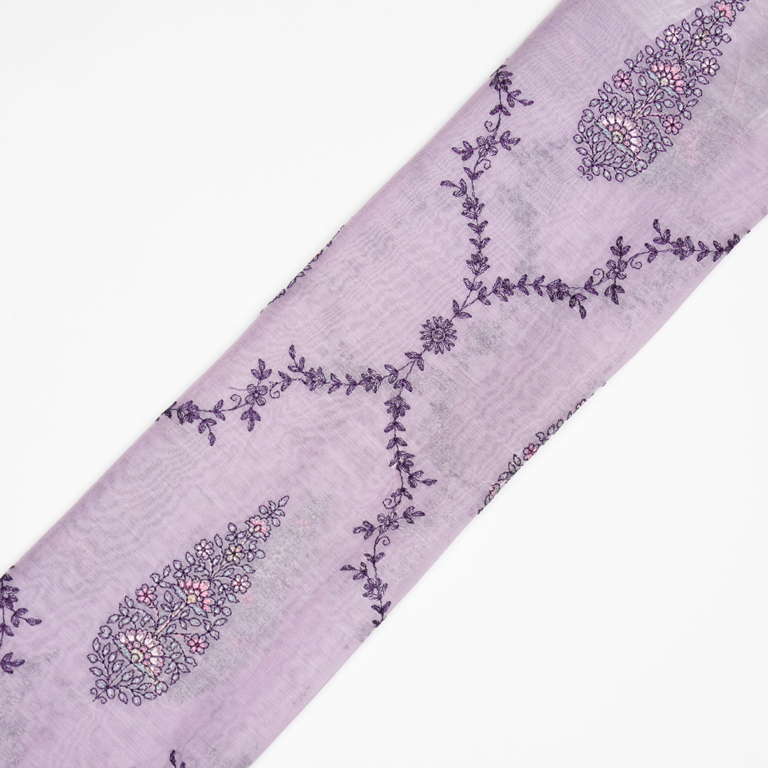 Aaboli Jaal on Mauve Cotton Silk Embroidered Fabric