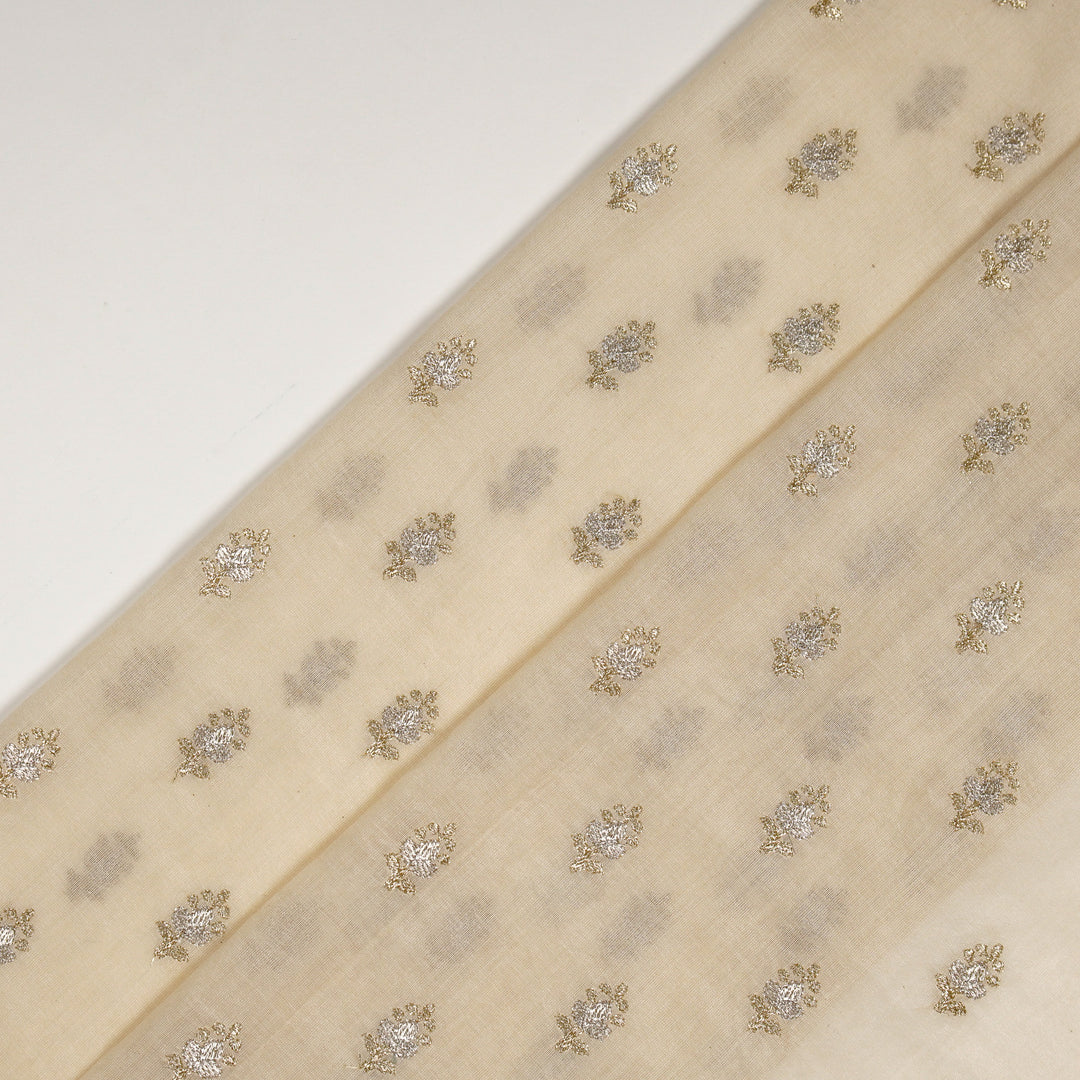 Nurah Buti on Cream Munga Silk Embroidered Fabric
