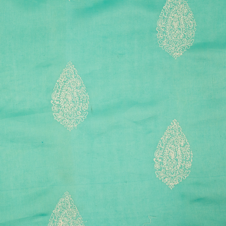 Risha Embroidered Dupatta on Aqua Silk Chanderi