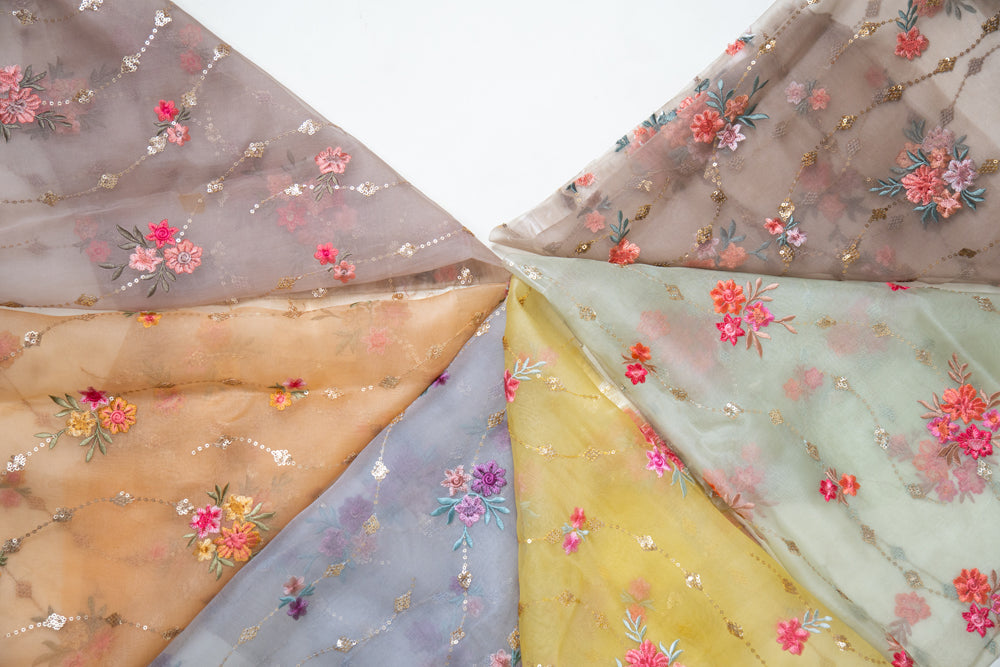 Purvai Floral Jaal on Silk Organza