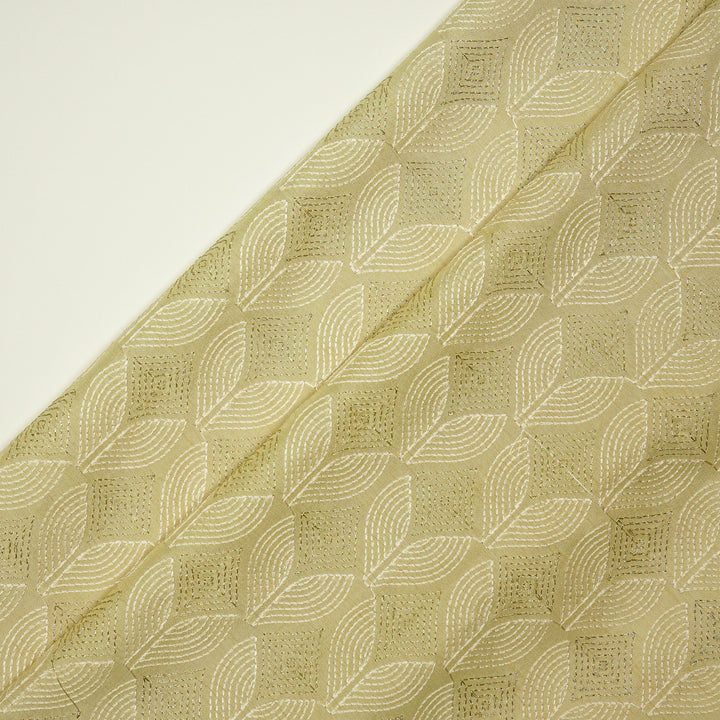 Vritika Jaal on Cream Dola Silk Embroidered Fabric