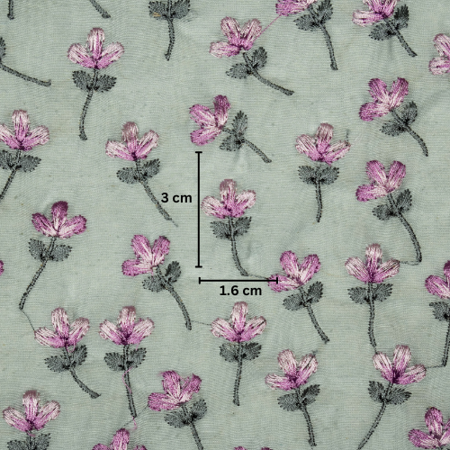 Varsha Buti on Steel /Grey Cotton Linen Embroidered Fabric