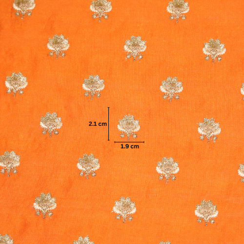 Hemika Buti on Neon Orange Silk Chanderi Embroidered Fabric