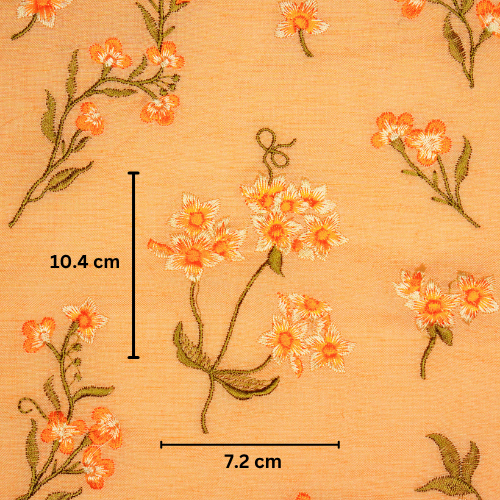 Safiya Buta on Peach Cotton Linen Embroidered Fabric