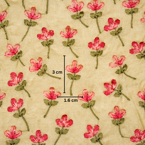 Varsha Buti on Beige Cotton Linen Embroidered Fabric