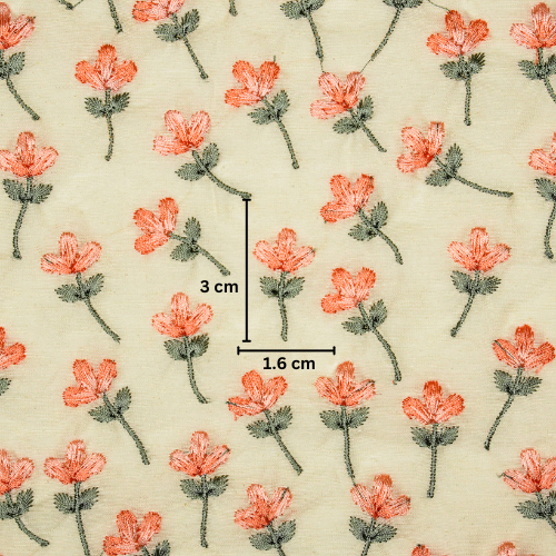 Varsha Buti on Ivory Cotton Linen Embroidered Fabric