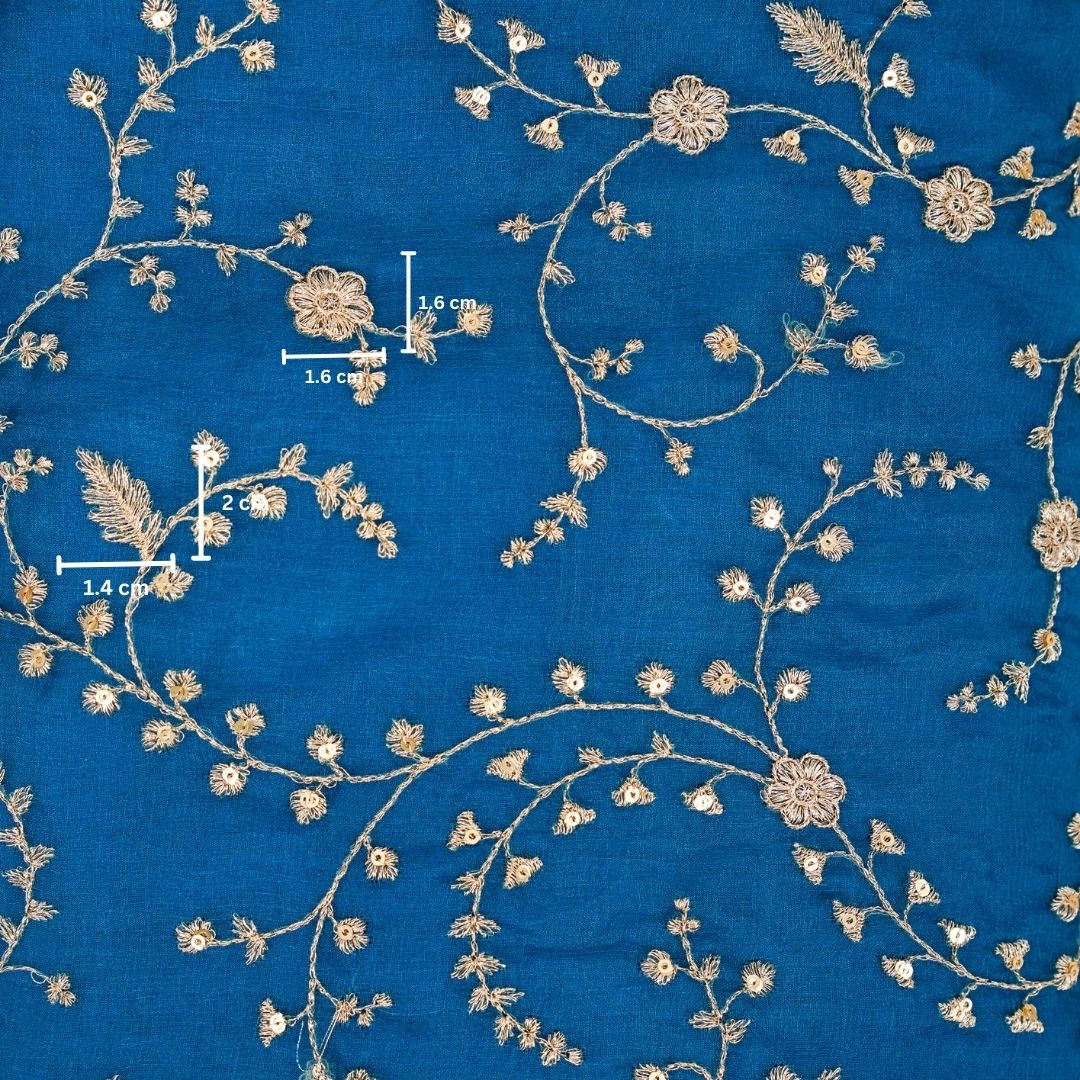 Atiya Jaal Blouse Piece on Teal Blue Silk Organza