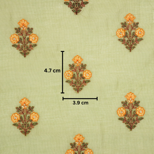 Rima Buti on Olive Green Cotton Silk Embroidered Fabric