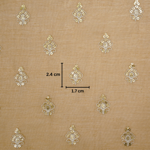 Yasira Buti on Dusky/Peach Cotton Silk Embroidered Fabric