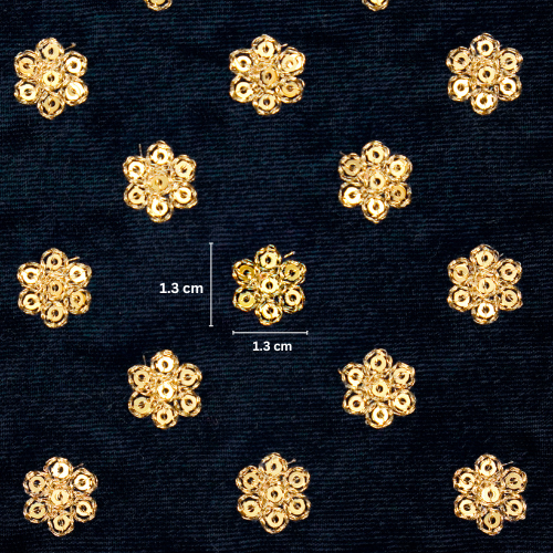 Isa Buti on Navy Blue Velvet Embroidered Fabric