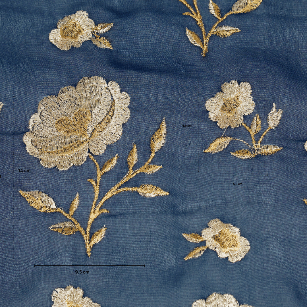 Hanvika Jaal on Royal Blue Silk Georgette Embroidered Fabric