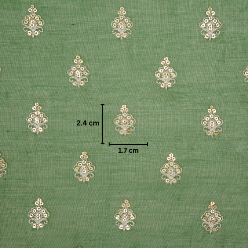 Yasira Buti on Sage/Green Cotton Silk Embroidered Fabric