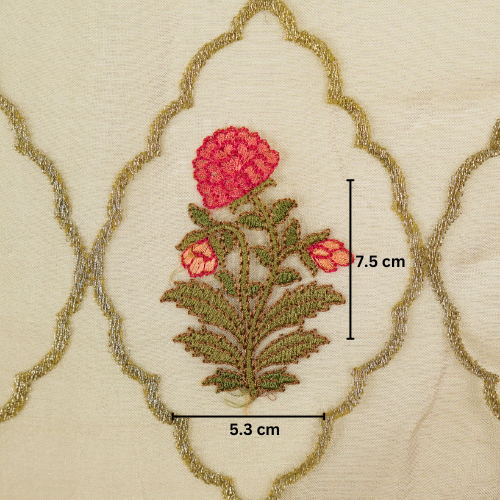 Nasreen Jaal on Natural Silk Tissue  Embroidered Fabric