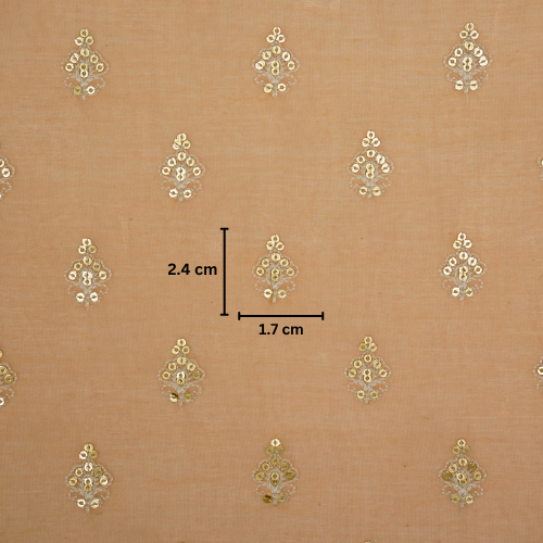 Yasira Buti on  Peach Cotton Silk Embroidered Fabric