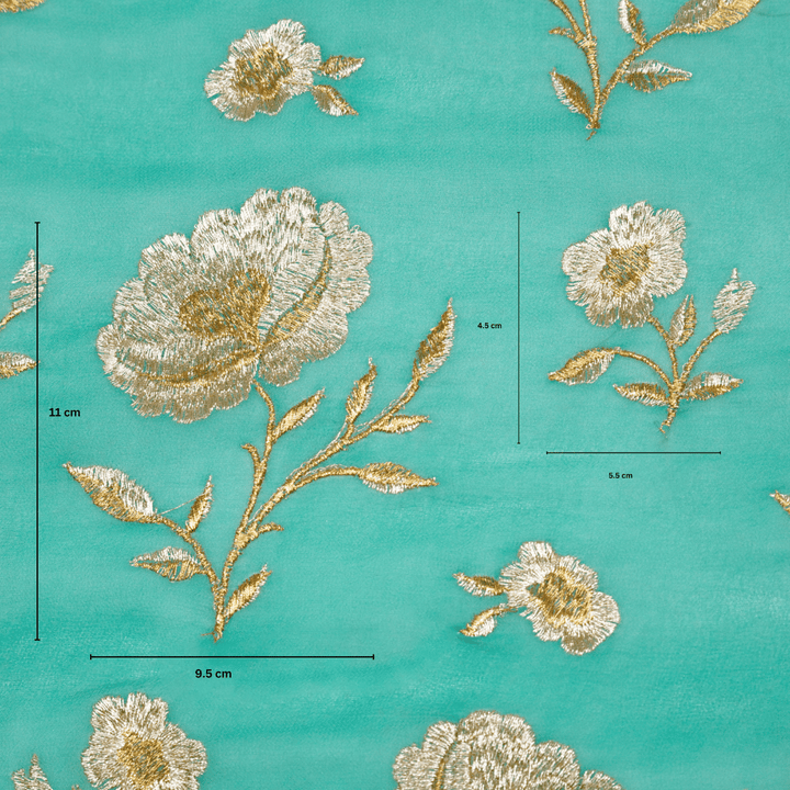 Hanvika Jaal on Light Teal Silk Georgette Embroidered Fabric