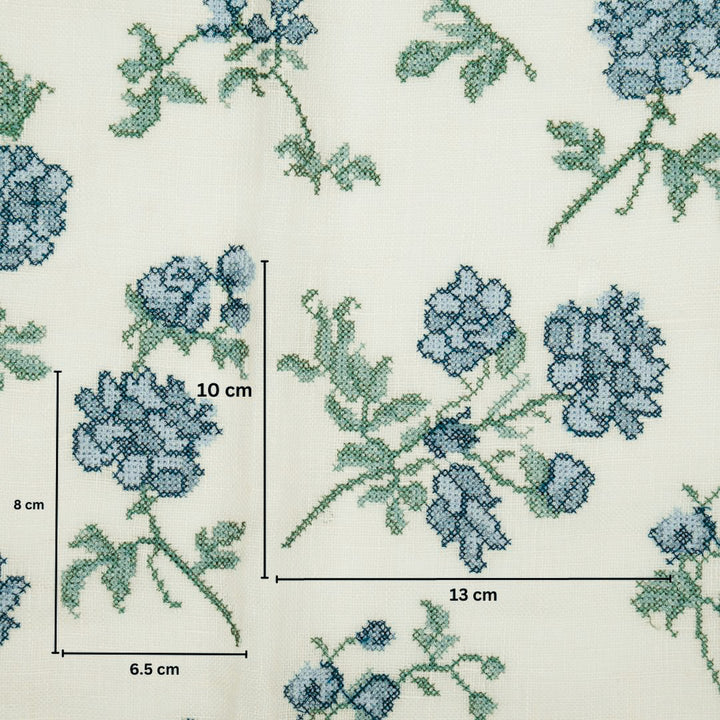 Mahek Flora Buta on Natural Gauged Linen