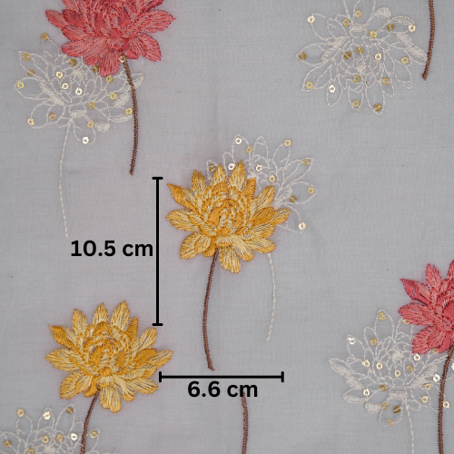 Nahla Buta on Mauve Cotton Silk Embroidered Fabric