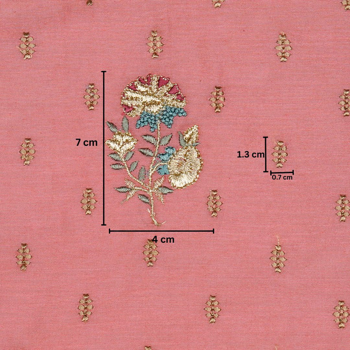 Hand Embroidery Lookalike Buta Buti Mixture on Gajari Silk Chanderi