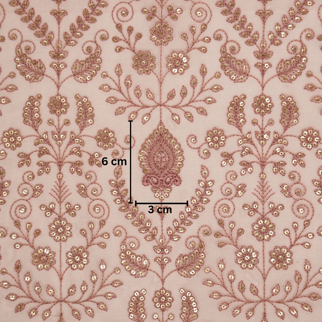 Aaditri Jaal on Blush Silk Organza Embroidered Fabric