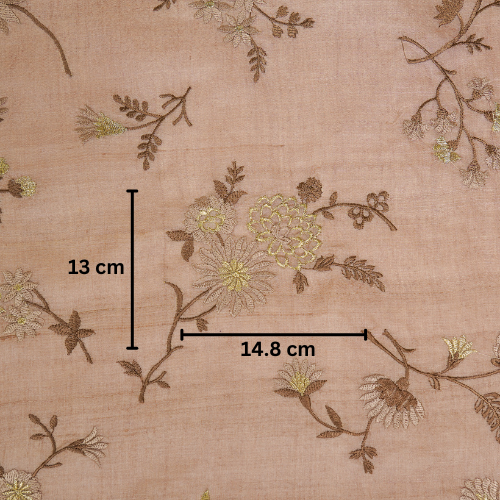Mahzar Jaal On Blush Tussar Silk Embroidered Fabric
