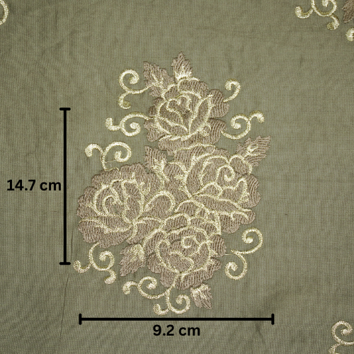 Pallav Buta on Mouse Silk Chanderi Embroidered Fabric