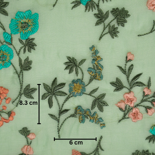 Nasma Jaal on Aqua Green Cotton Silk Embroidered Fabric