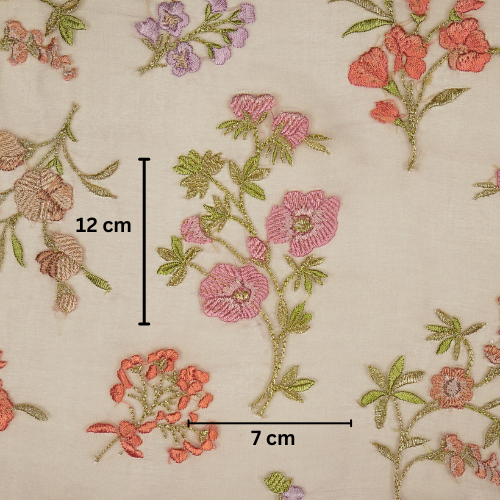 Basira Jaal on Mauve Silk Organza Embroidered Fabric